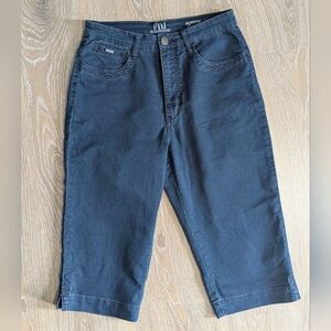 FDJ French Dressing‎ Jeans Suzanne Women's 12 Dark Blue Denim Jean Capris